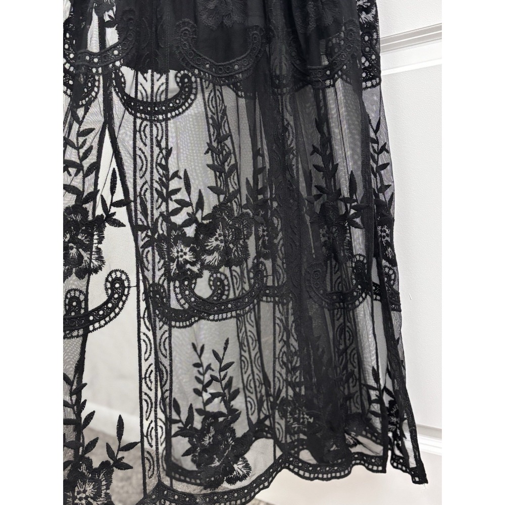 Altar'd State Black Embroidered Lace Maxi Dress M Whimsigoth Witchy Gothic 0354 - Picture 9 of 14